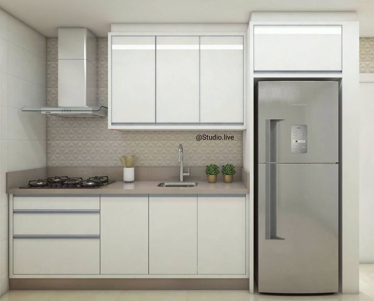 Cocina minimalista en blanco y acero