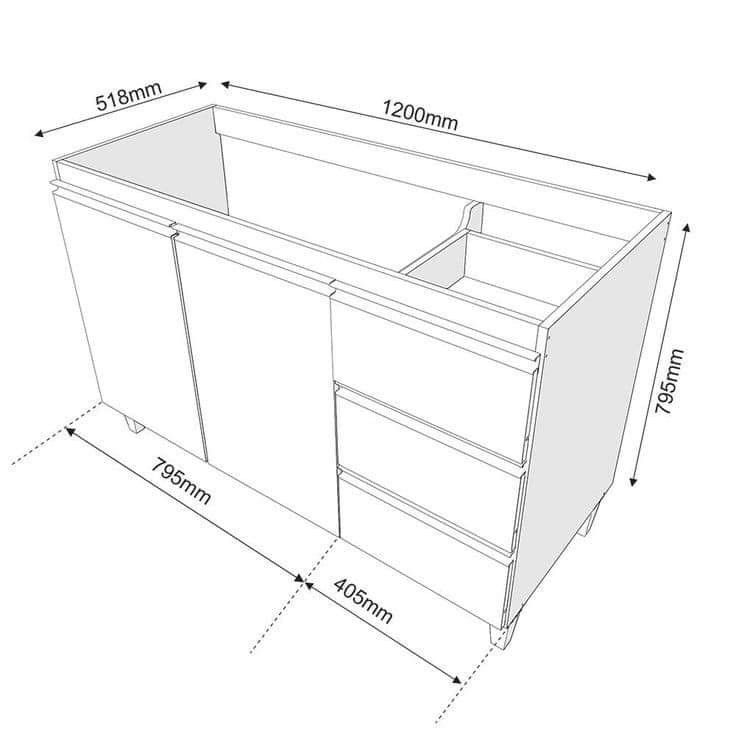 Dimensiones de vanitory con cajonera